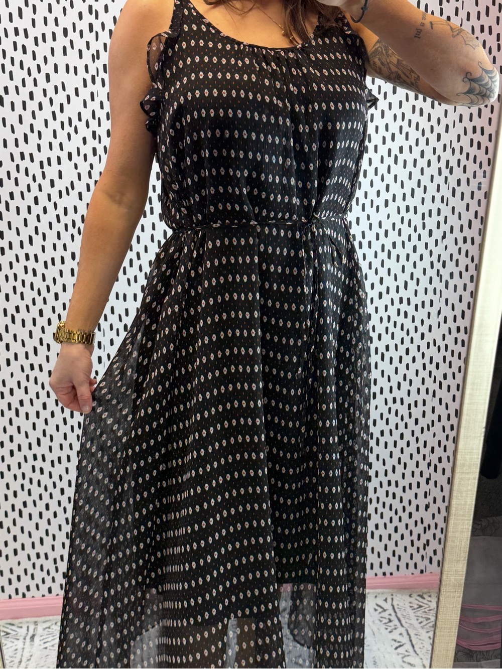 Who What Wear maxi length black and red floral dress size large